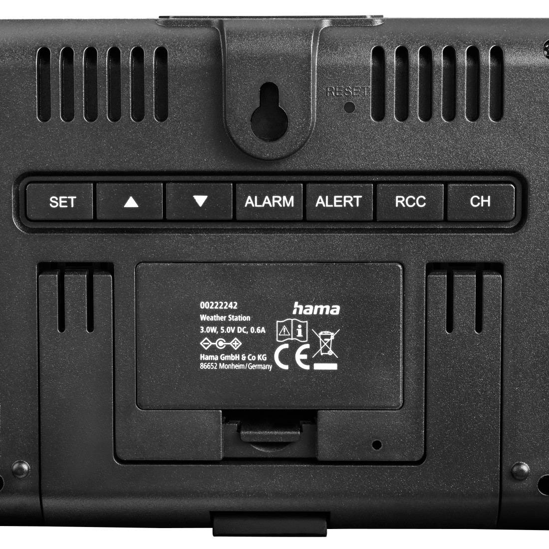 HAMA Digitale Wetterstation Usedom Schwarz, AC, Farbdisplay