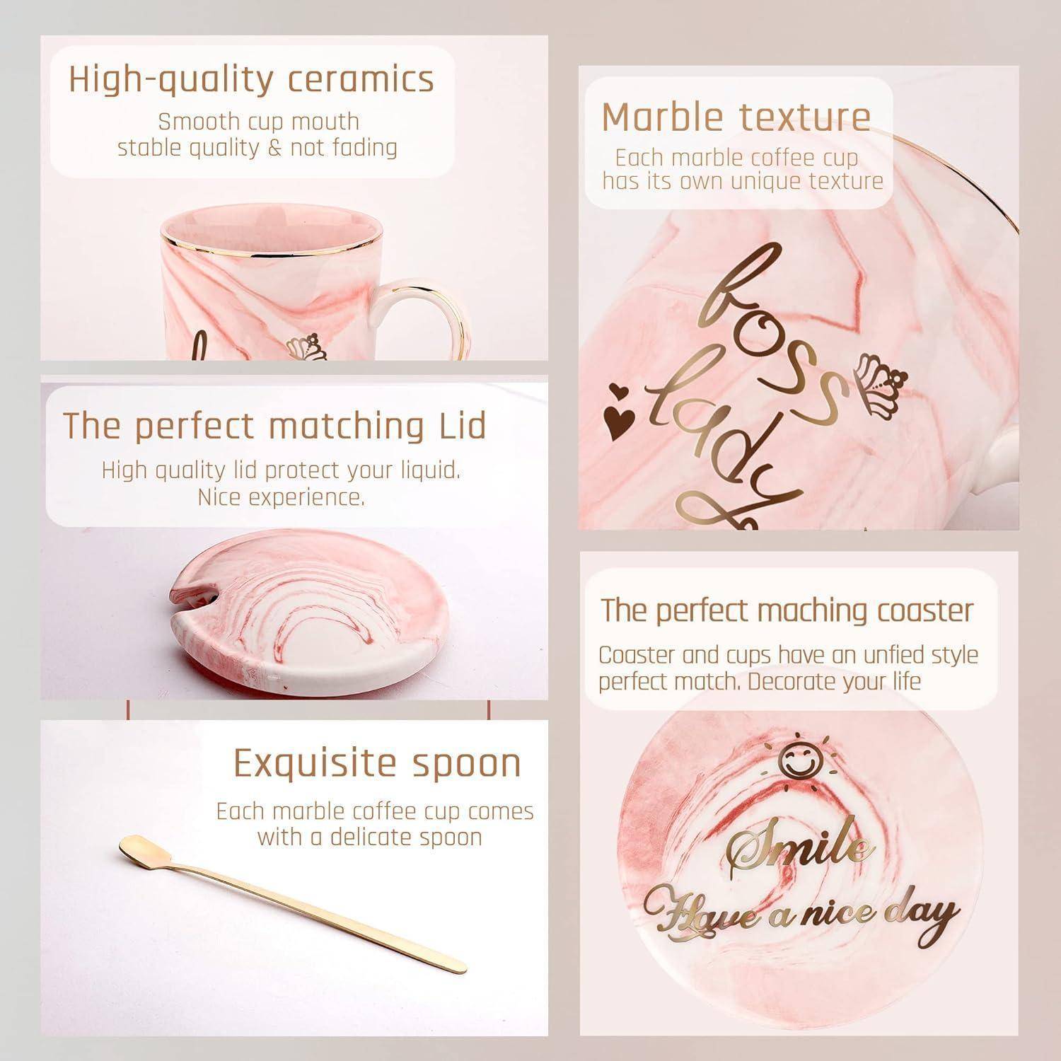 Boss Lady Geschenke Tasse Marmor-Keramik 420ml, Rosa Boss Dame