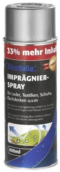 Ein Dose Westfalia Imprägnierspray für Leder, Textilien, Schuhe, Tischdecken und mehr. Schützt vor Feuchtigkeit und Flecken.
