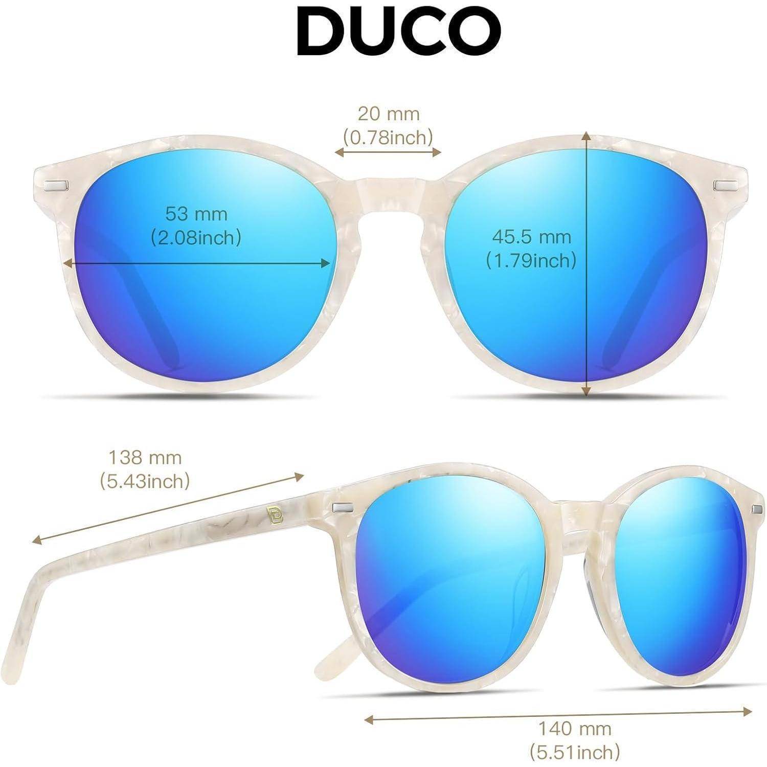 Sonnenbrille Größenführer mit blauen Gläsern: Linsenbereite 53mm (2,08 Zoll), Steg 20mm (0,78 Zoll), Linsenhöhe 45,5mm (1,79 Zoll), Rahmenbreite 138mm (5,43 Zoll), Bügellänge 140mm (5,51 Zoll).