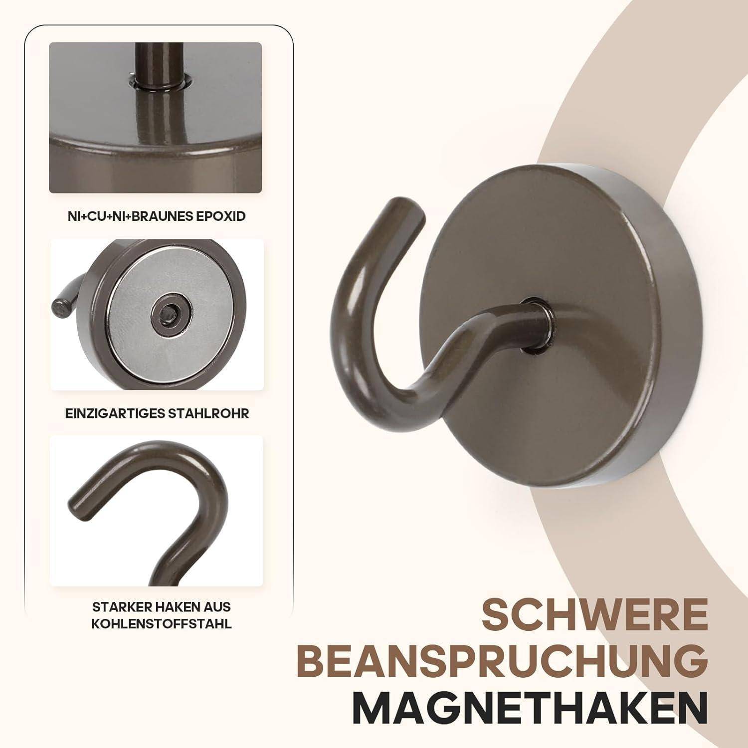 Magnetischer Haken mit einer starken Carbonstahl-Basis und einzigartiger Stahlrohr-Konstruktion, beschichtet mit Ni-Cu-Ni braunem Epoxid, für den Einsatz unter schwierigen Bedingungen.