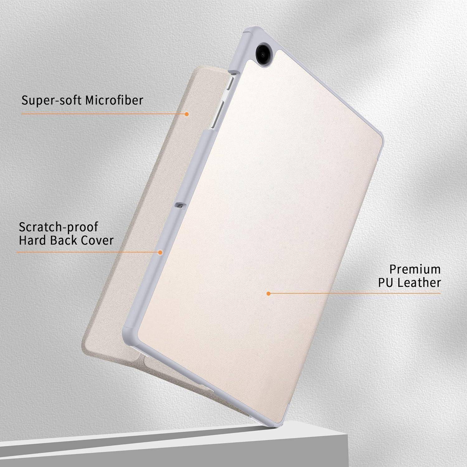 Tablet-Hülle mit Eigenschaften: 'Extrem weicher Mikrofaser-Stoff', 'Kratzfeste harte Rückseite', 'Premium-PU-Leder