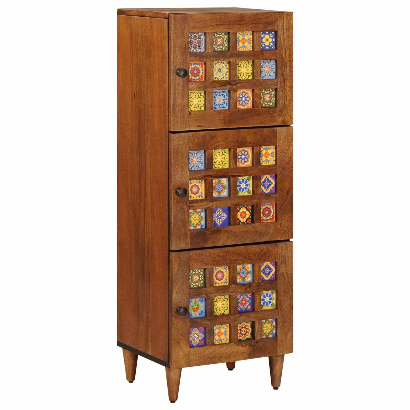 vidaXL Highboard mit Tür Walnuss 40 x 33 x 110 cm Massivholz Mango