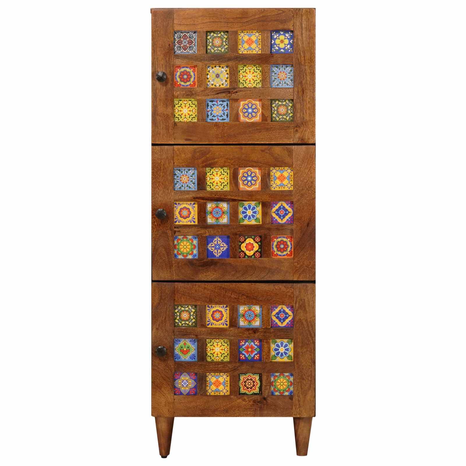 vidaXL Highboard mit Tür Walnuss 40 x 33 x 110 cm Massivholz Mango