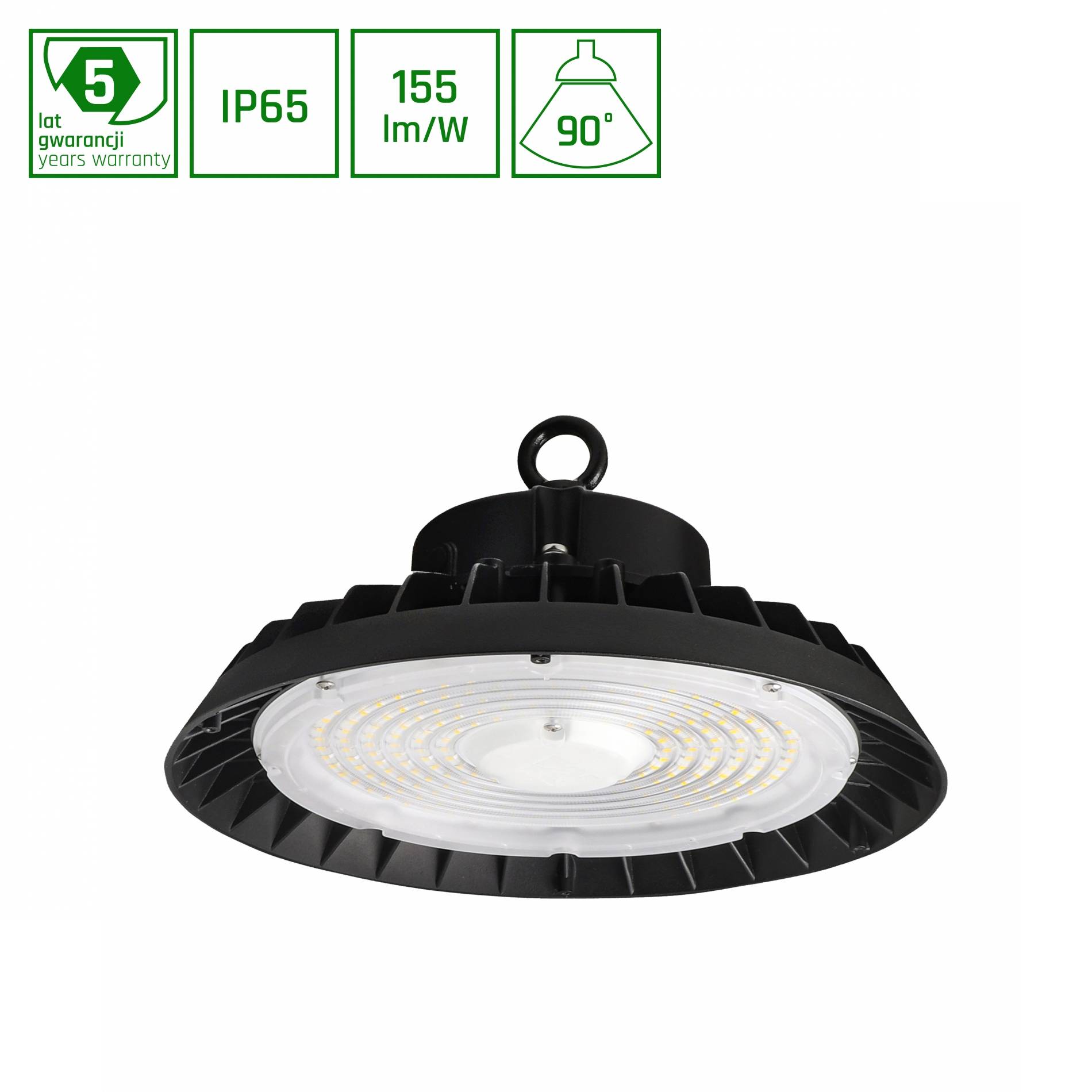 Spectrum LED PLATEO 4 HIGH BAY 100-200W Hallenleuchte 31000lm schwarz 90° 230V IP65 Industrieleuchte IK09 Kaltweiß 6500K 0-10V DIMMBAR