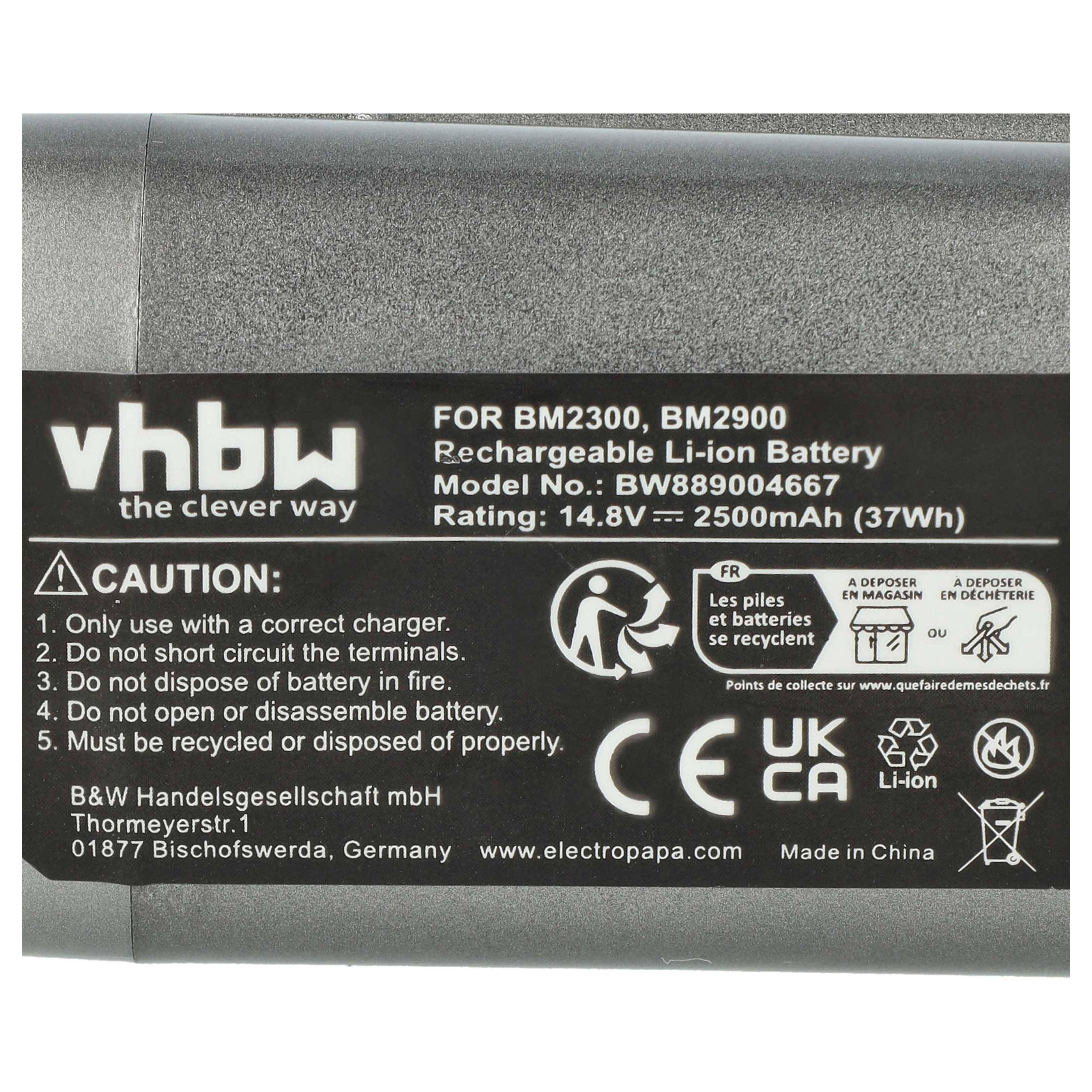 vhbw Ladegerät inkl. Akku (2500 mAh) kompatibel mit Daiwa forsemaster MM300, LB400J, SB150J-DH, SB150J, SB150J-DH-L Li-Ion-Akkus
