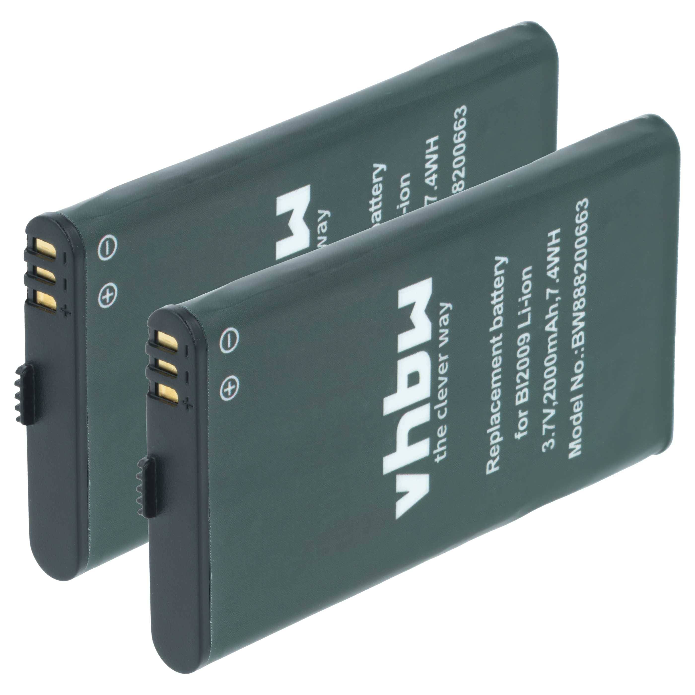 vhbw 2x Akku Ersatz für Hytera BL2009 für Funkgerät, Walkie Talkie (2000 mAh, 3,7 V, Li-Ion)