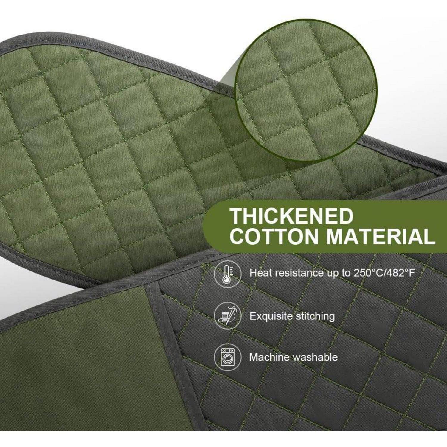 Ofenhandschuh aus verdicktem Baumwollmaterial mit Hitzebeständigkeit bis zu 250°C/482°F, versehen mit exquisiter Nahtführung und maschinell waschbar.