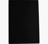 Ein einfaches schwarzes rechteckiges Panel oder eine schwarze Karte auf weißem Hintergrund.