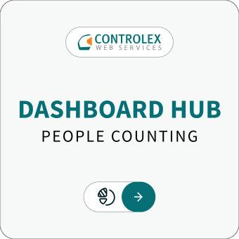 Dashboard Hub: Personenzählung' von 'Controlex Webdienste' mit einem Vorwärts-Pfeil-Symbol.