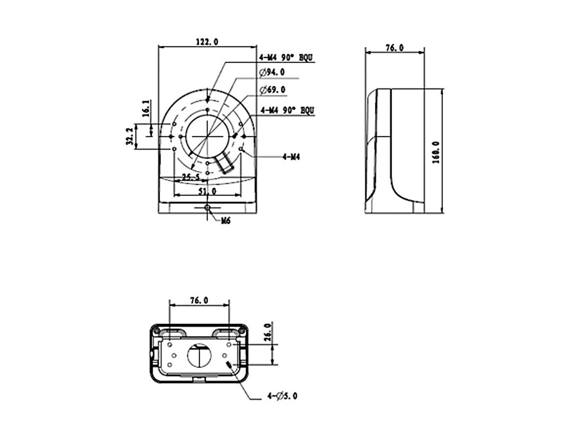 L-WH10,  Wandhalter für Dome-Kameras  Material: Aluminium