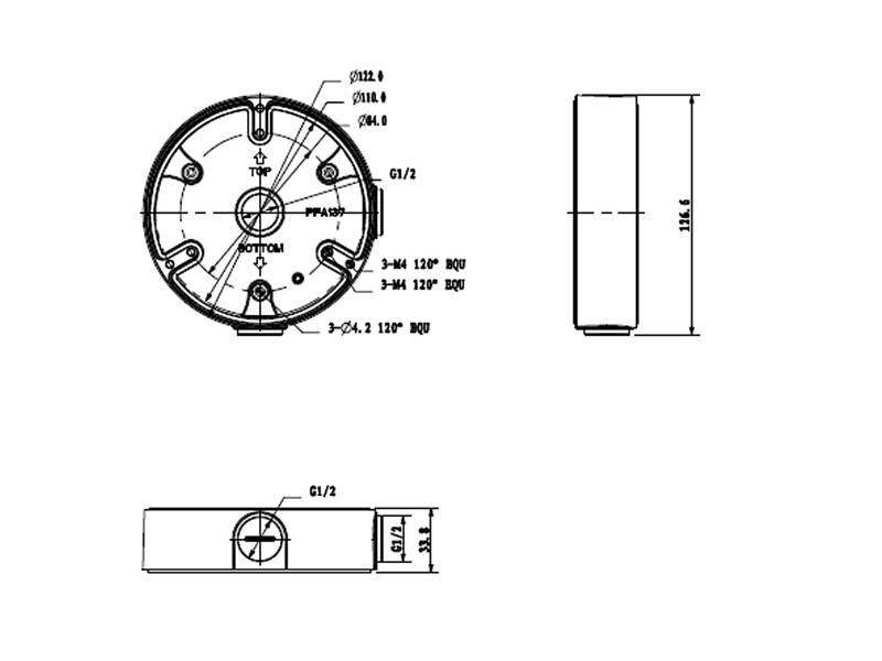 L-AB10-D,  Anschlussbox für Dome-Kameras  Material: Aluminiumguss  anthrazit