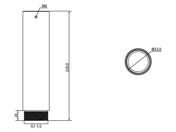 L-DV2,  Deckenhalterverlängerung  für Deckenhalter L-DV1  Länge 220 mm
