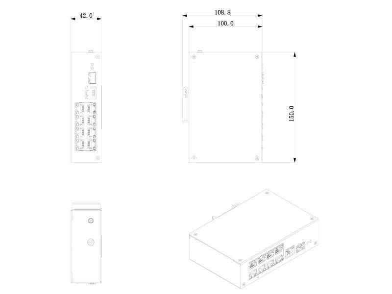 L-SW-08120-eP,  ePoE bis zu 800 m Reichweite  Temperatureinsatzbereich -30°C~+65°C  PoE Watchdog