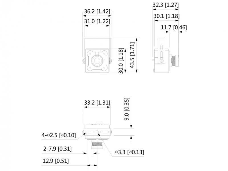 L-MI-2200,  Mini-Kamera  2,8 mm Mini-Objektiv  Auflösung 1920 x 1080 px (Full HD)  kompakte Bauform  Spannungsvers