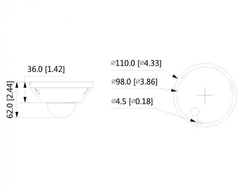 L-DG-5500-F,  5 MP | 1/2,7" CMOS Sensor  Fisheye-Objektiv | 180° (H)  Videoanalyse (IVS+)  12 V DC, PoE | IP67, IK1