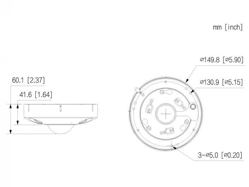 L-DF-5120-F,  12 MP | 1/1,7" CMOS Sensor  Fisheye-Objektiv | 180° (H)  Videoanalyse (IVS+)  12 V DC, PoE | IP67, IK