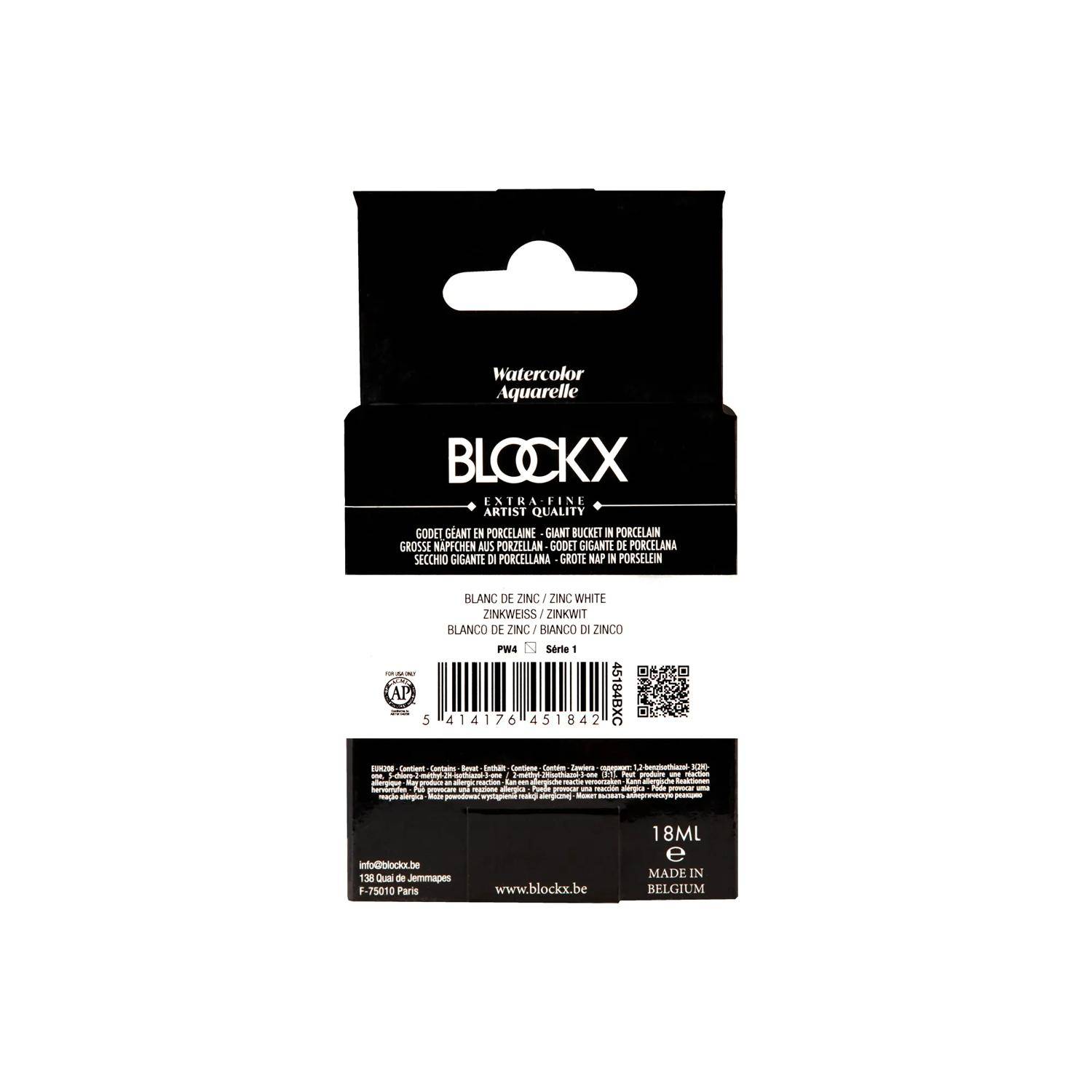 Blockx Aquarellfarbe, Zinkweiß - Großer Napf 18ml - Zinkweiß 45184BXC