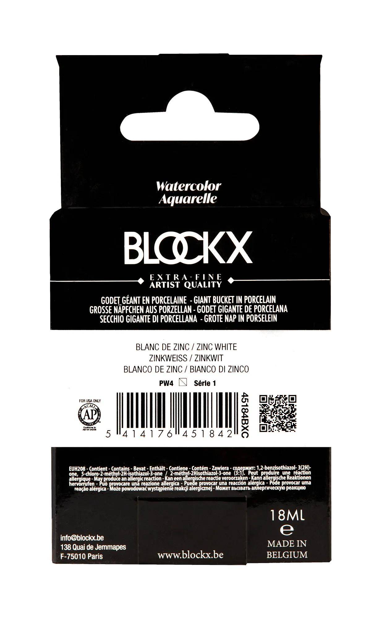 Blockx Aquarellfarbe, Zinkweiß - Großer Napf 18ml - Zinkweiß 45184BXC