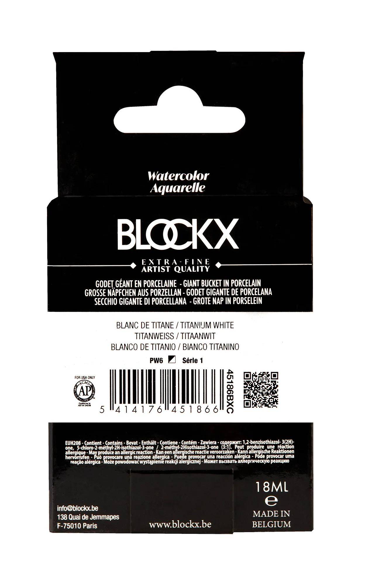 Blockx Aquarellfarbe, Titanweiß - Großer Napf 18ml - Titanweiß 45186BXC