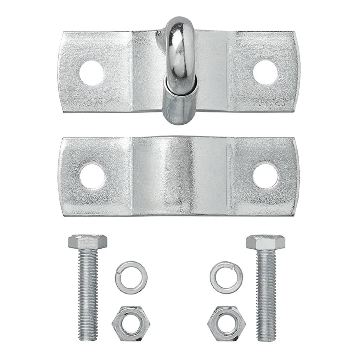 Metallbügel-Set mit Schrauben, Muttern und Unterlegscheiben.