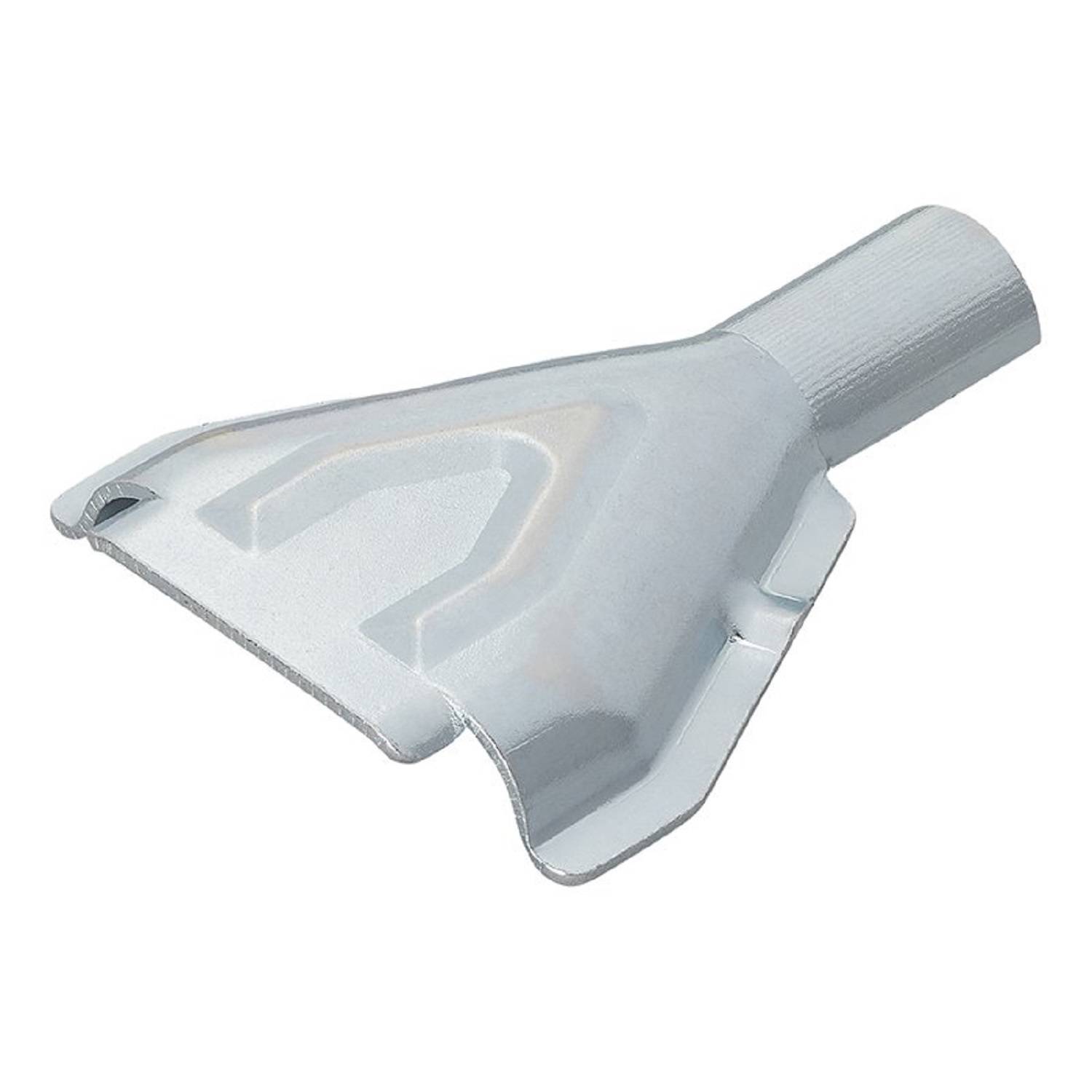 Ein Metallschaufelkopf, der zum Sammeln von Heu oder Ablagerungen entwickelt wurde, mit einer breiten, flachen Klinge und leicht nach oben gebogenen Kanten für effizientes Schöpfen.