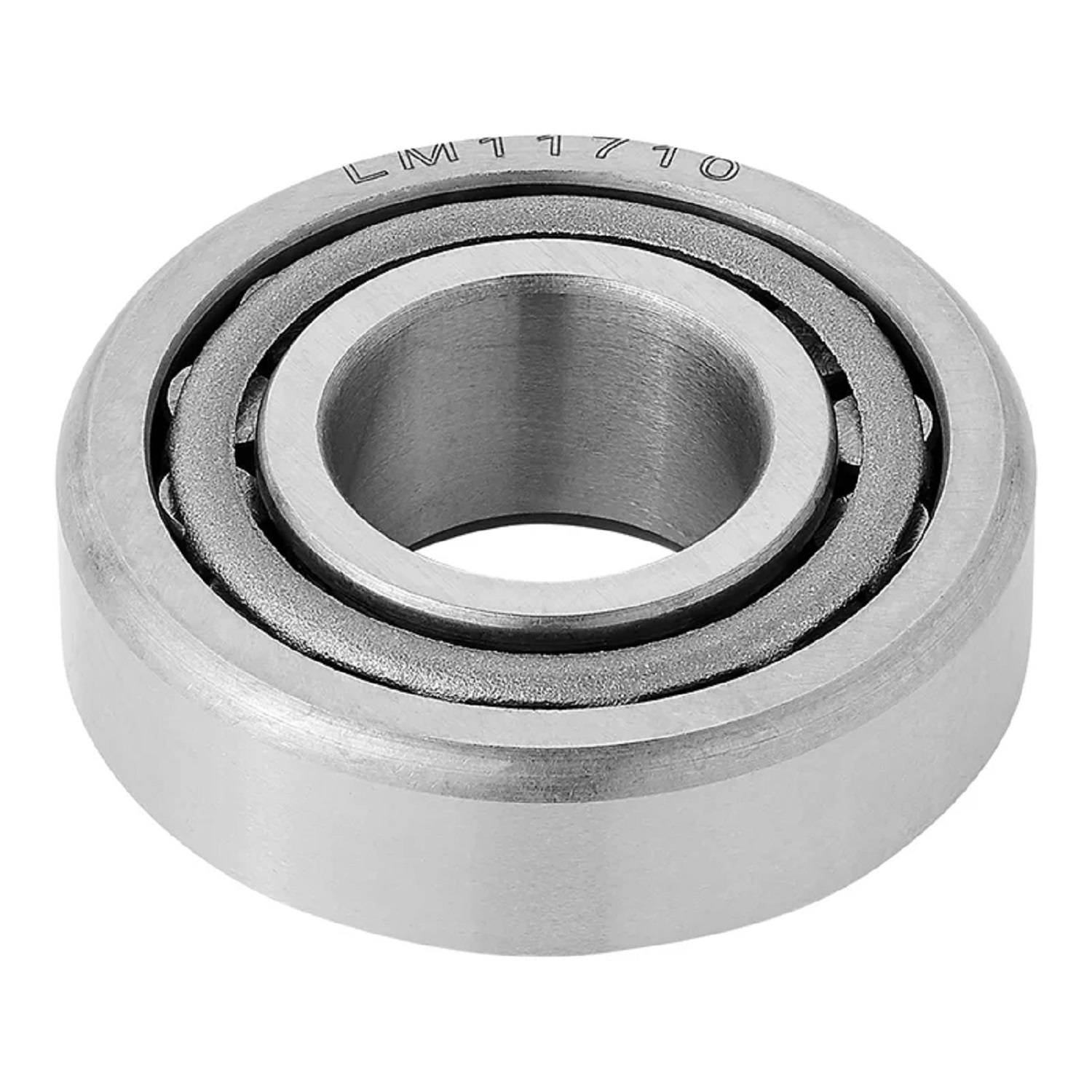 Eine zylindrische Metalllagerbuchse mit Innen- und Außenringen, mit der Bezeichnung 'LM11710'. Wird in Maschinen verwendet, um die Reibung zwischen beweglichen Teilen zu reduzieren.