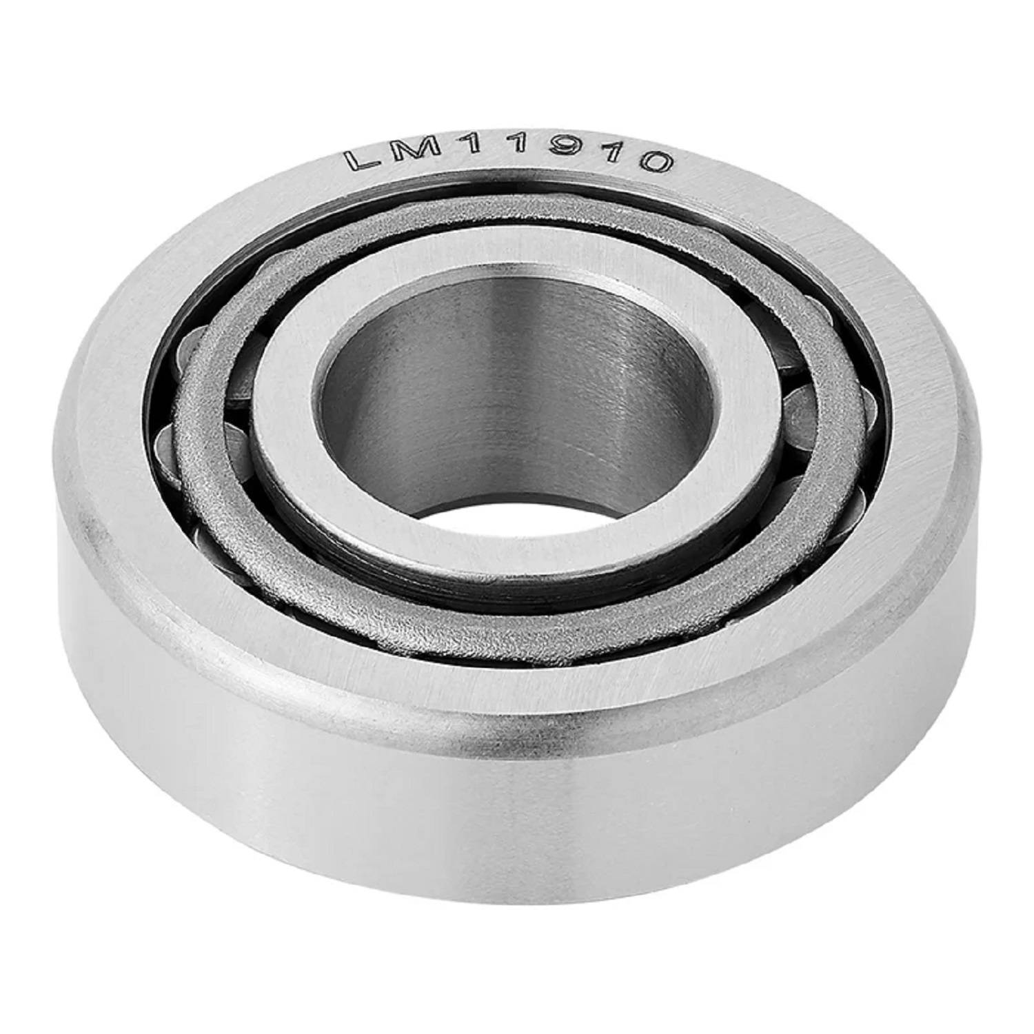 Eine Metallkugellager mit der Markierung 'LM11910', die Innen- und Außenringe mit sichtbaren Rillen zeigt, wird zur Reduzierung von Reibung in Maschinen verwendet.