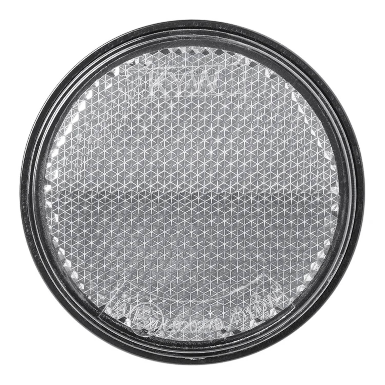 Eine runde, klare Glasplatte mit einem Gitternetzmusters über die gesamte Oberfläche.