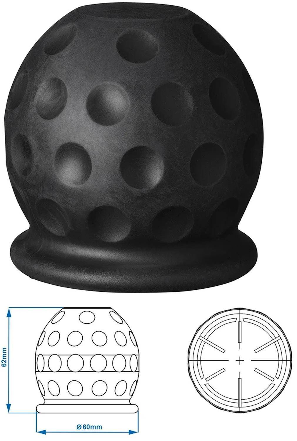 Kuppelförmiger Gummistop mit runden Vertiefungen, dargestellt mit einer technischen Zeichnung und Seitenansicht-Maßen: 82 mm Höhe und Durchmesser.