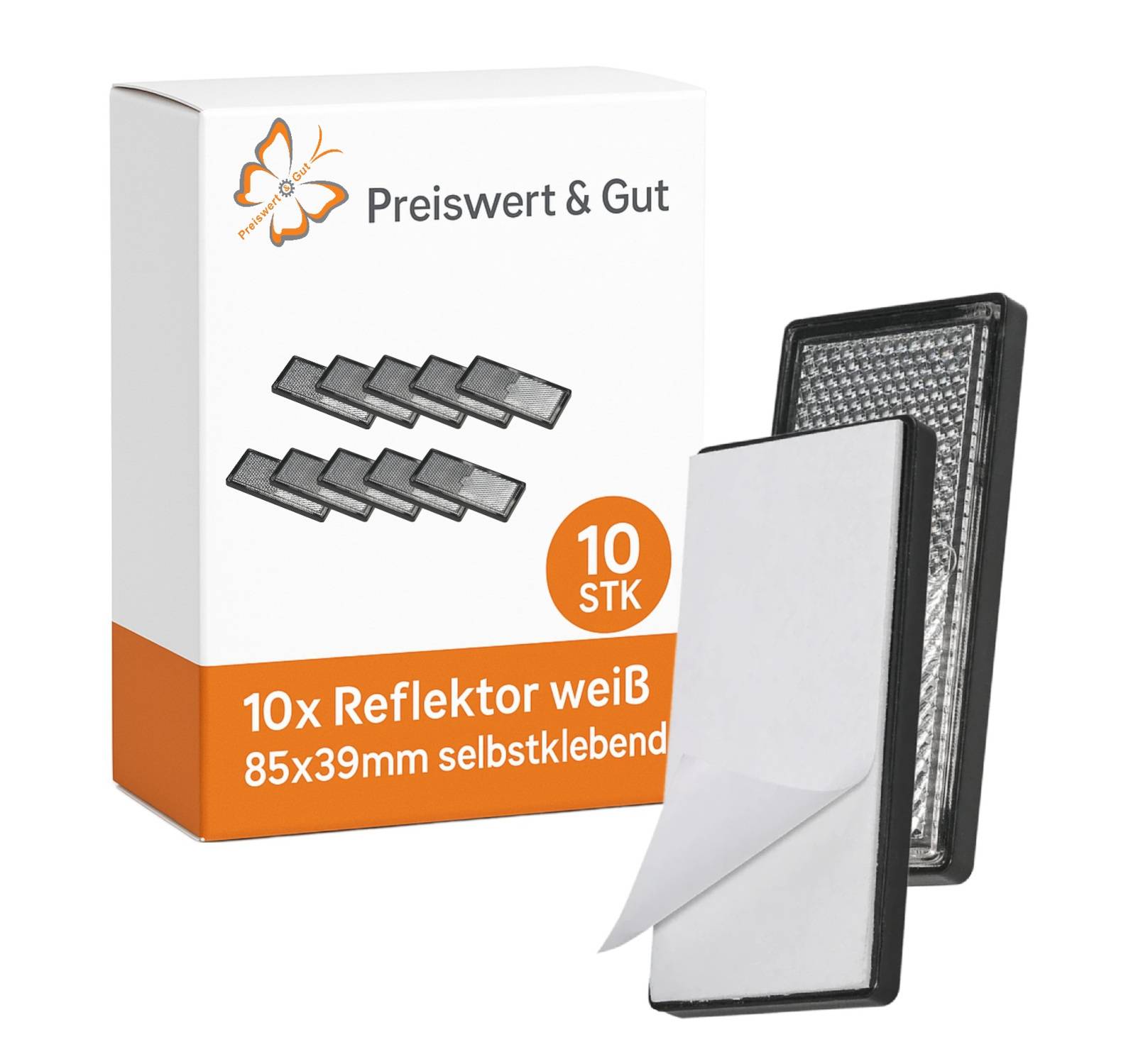 10x Reflektor weiß 85x39mm selbstklebend