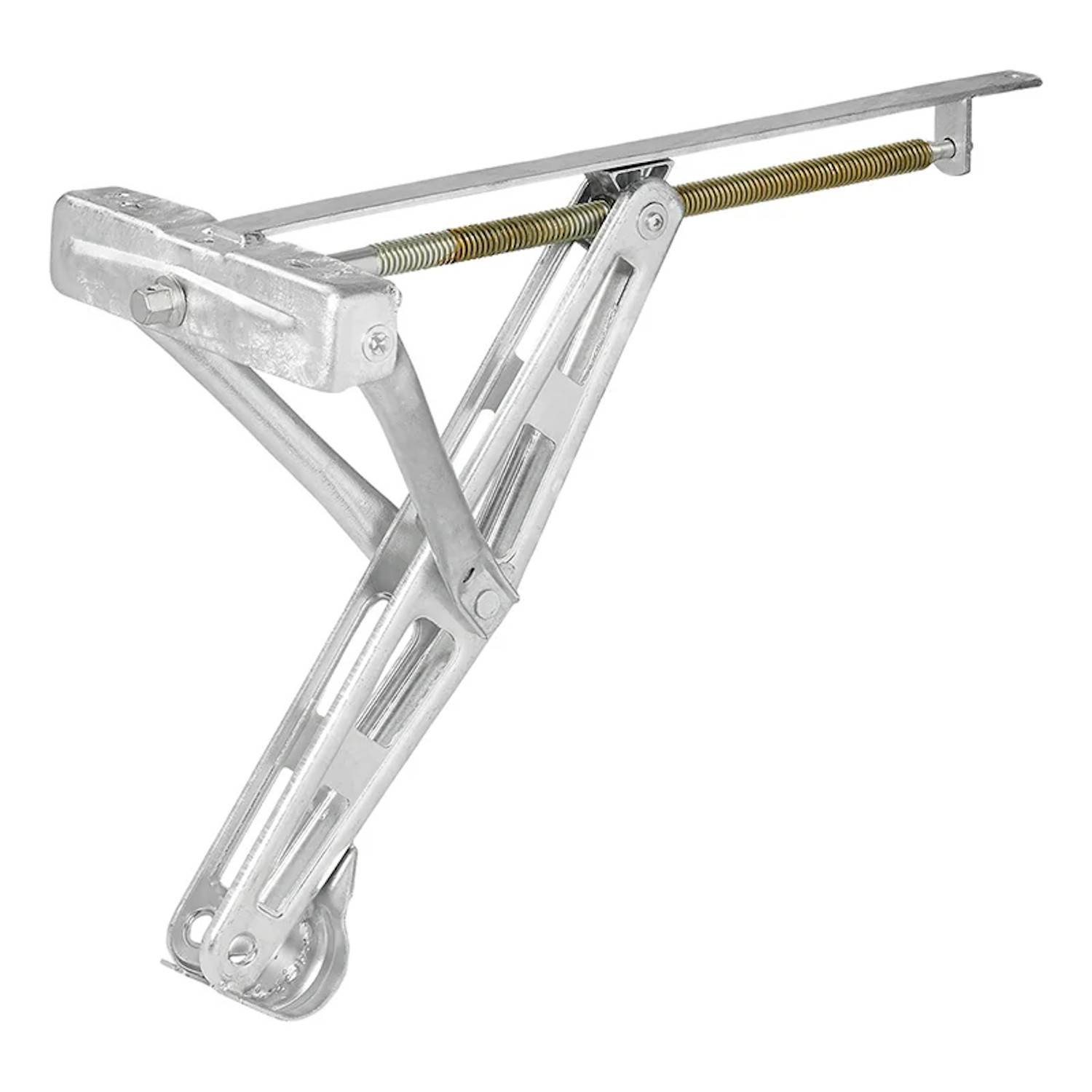 Eine Metallklappscharnier-Halterung mit Federmechanismus, die verwendet wird, um Regale zu stützen und zusammenzuklappen.