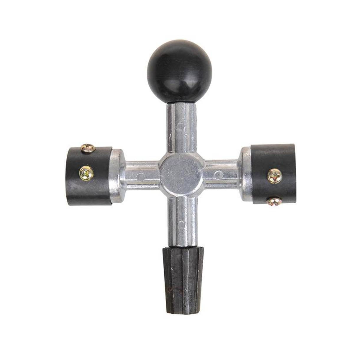 Ein T-förmiger universeller Heizkörperschlüssel mit schwarzem Griff, der zum Öffnen und Schließen von Heizkörperventilen verwendet wird.