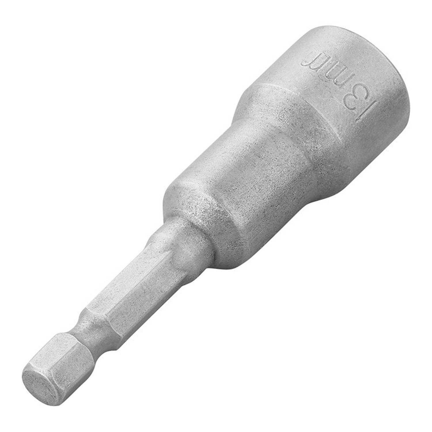 Eine Metallsockel-Befestigung, die mit '8 mm' gekennzeichnet ist, die zum Einsetzen von Schrauben oder Bolzen verwendet wird, mit einem sechseckigen Ende für sicheren Halt.