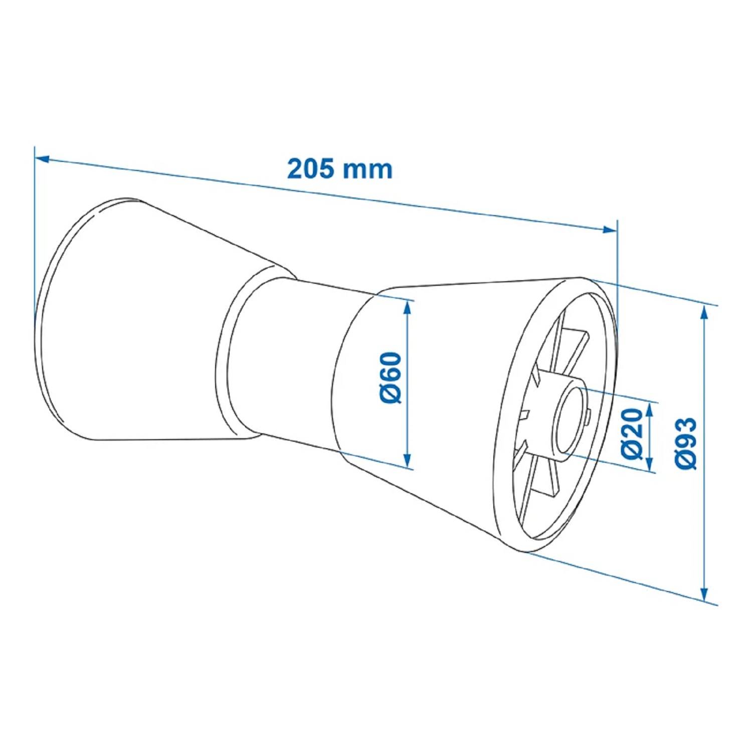 1x Kielrolle Bootzubehör ∅98-68mm-60mm Bugschutz aus PE Trailerrolle Bootstrailer