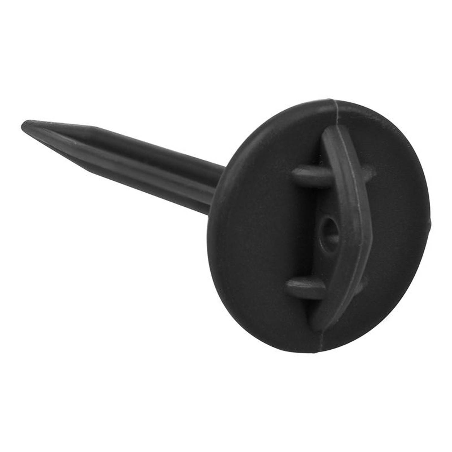 Ein schwarzer Kunststoff-Druckniete, der für die Befestigung von Platten in automobilen oder anderen mechanischen Anwendungen entwickelt wurde.