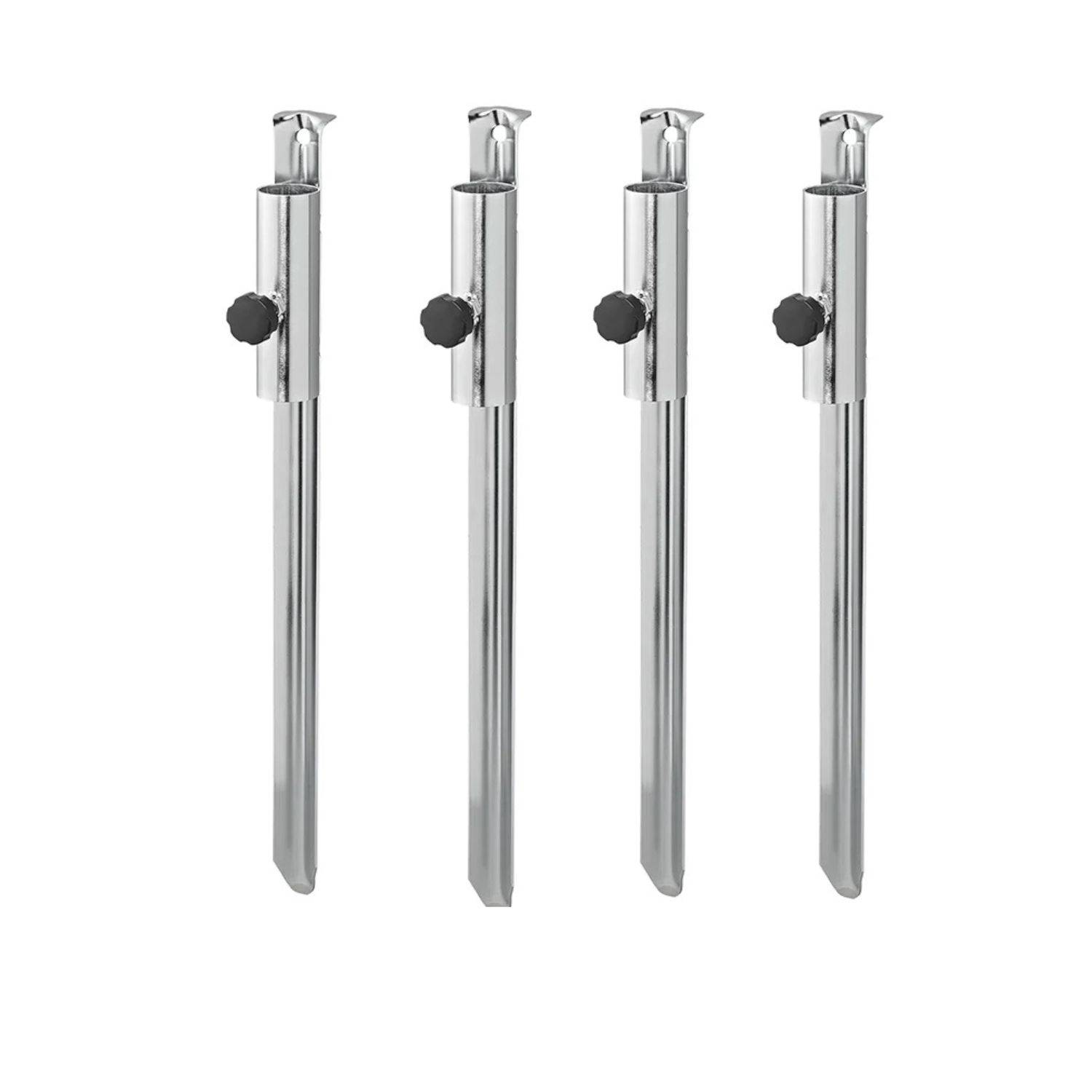 Vier verstellbare Chromtischbeine mit schwarzen Knöpfen zur Höheneinstellung.