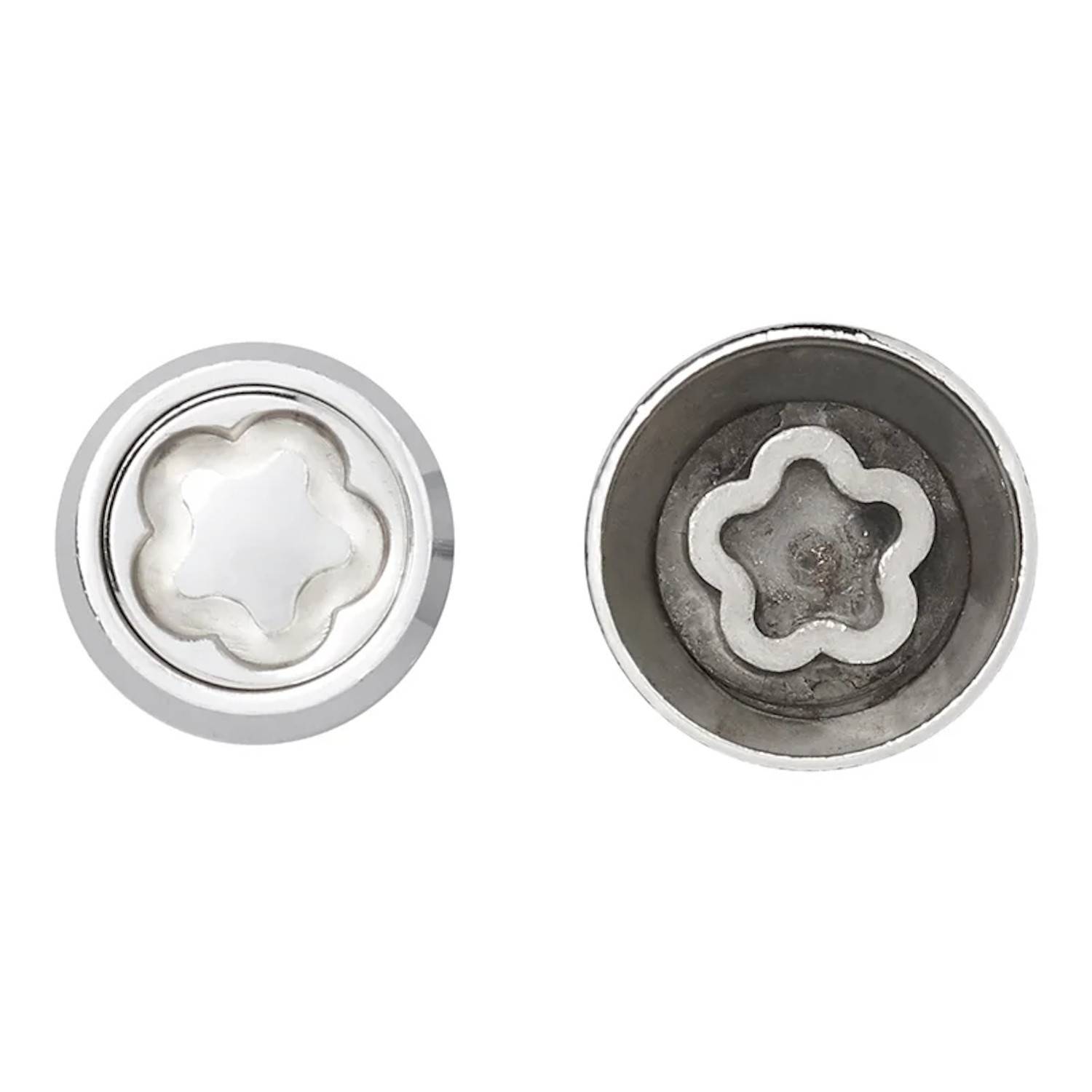 Schraubenköpfe mit Schlitzen in Fünfstern-Form. Links eine saubere Version, rechts eine abgenutzte Version.