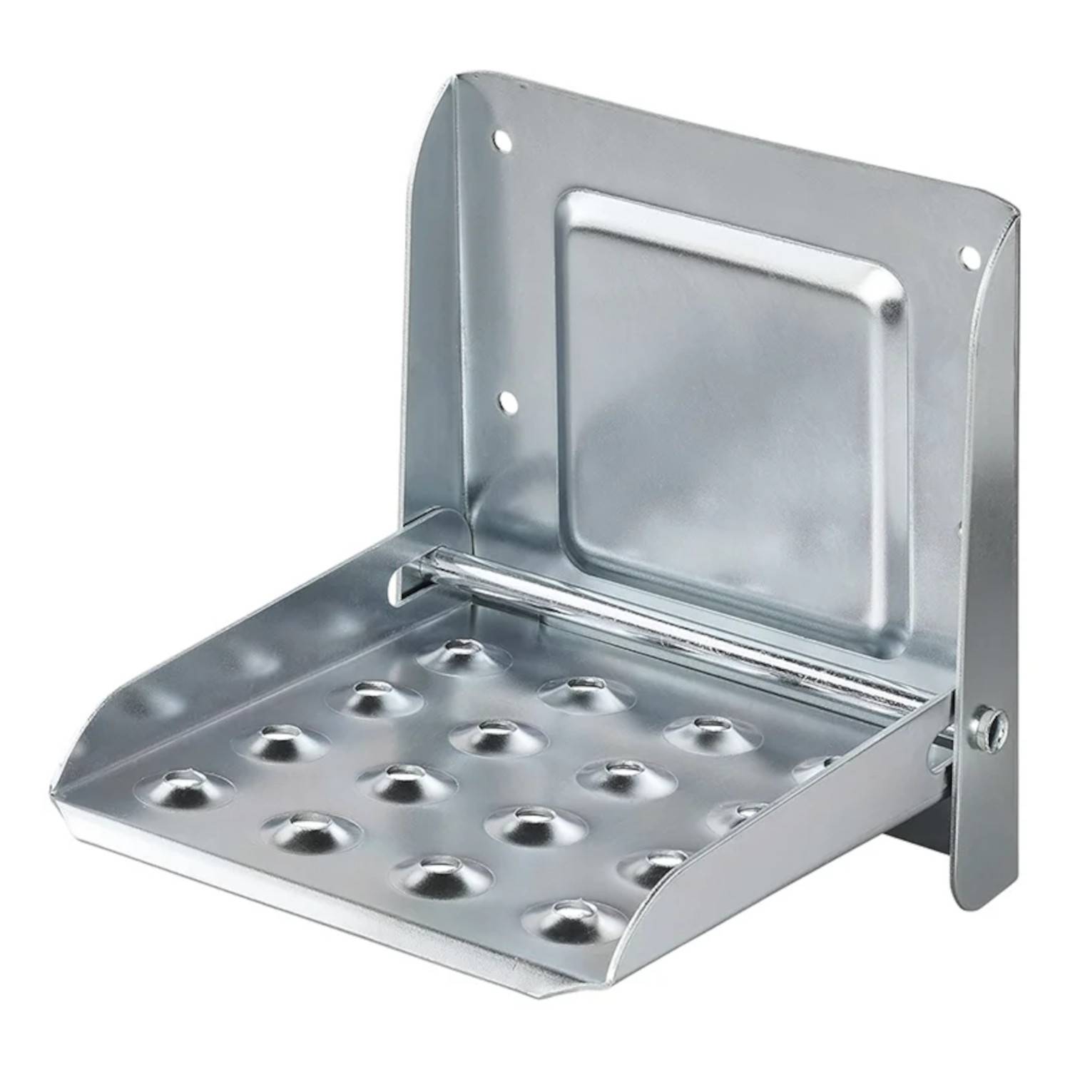 Eine Metalleckstrebe mit Löchern, entwickelt für strukturelle Unterstützung oder Regalbau bei Bau- oder Heimwerker-Projekten.