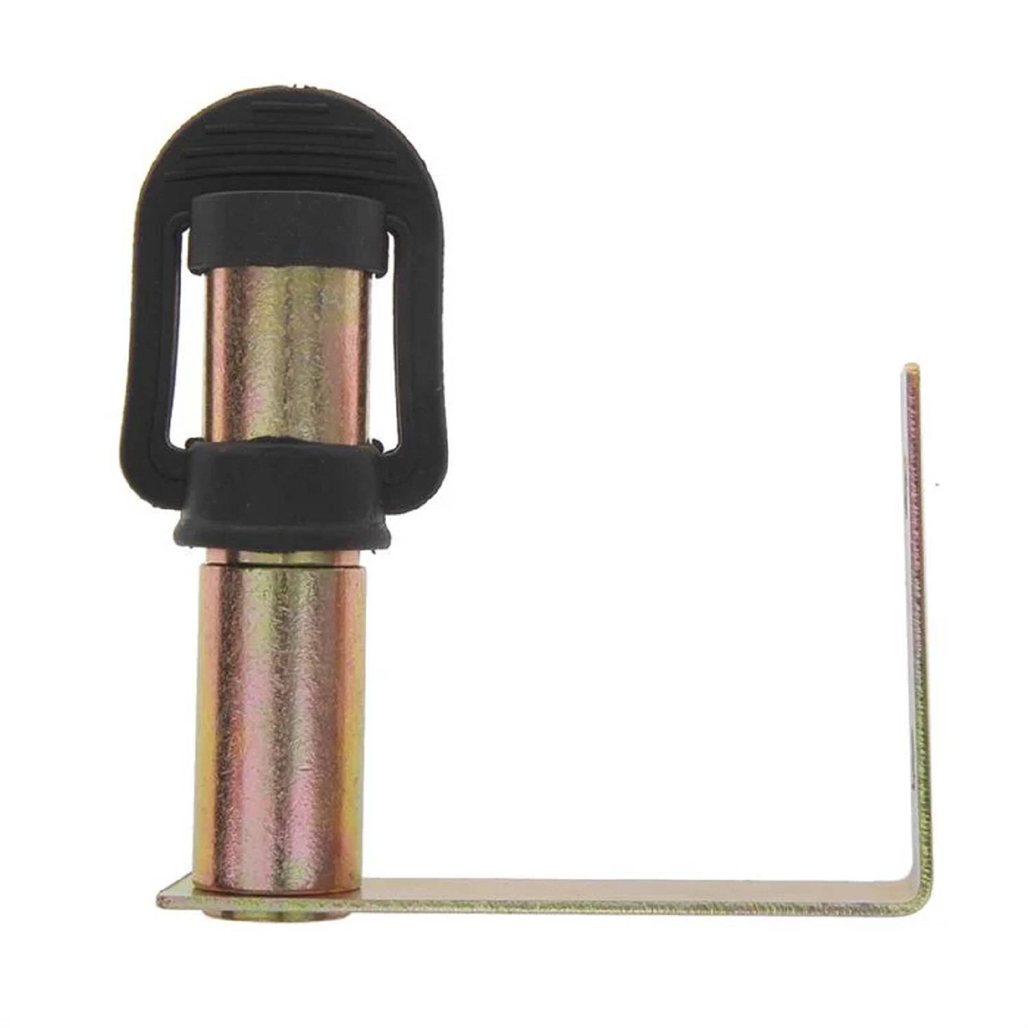 Wandmontierter Türstopper mit einem zylindrischen Metallkörper und L-förmiger Halterung. Entwickelt, um Türen vor Beschädigungen an Wänden zu schützen.