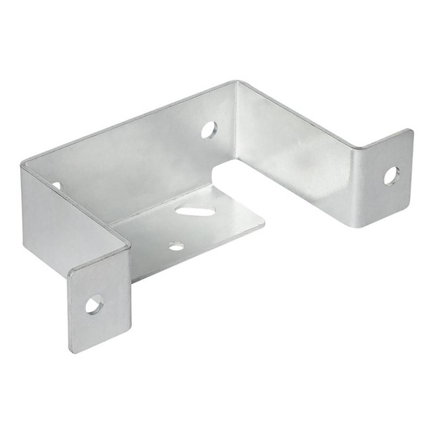 Eine Metallhalterung mit Löchern zur Befestigung, die zur Unterstützung und Befestigung bei Bau- oder Montageprojekten verwendet wird.