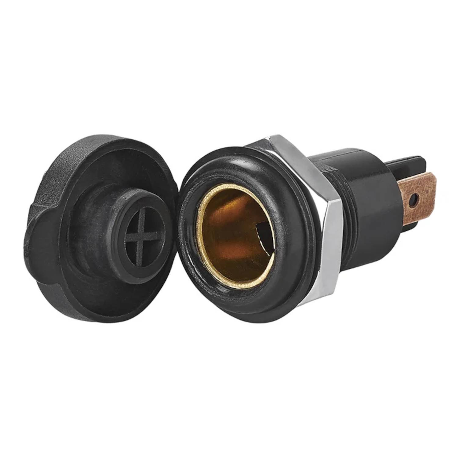 Platinensteckbare Sicherungshalter - OVP, OCP, SCP mit einem geöffneten Halter zur Darstellung des inneren Sockels