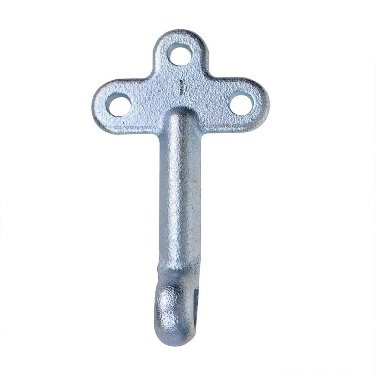 Metall-Gabelklemme mit drei Montagelöchern zur Rohrabstützung.