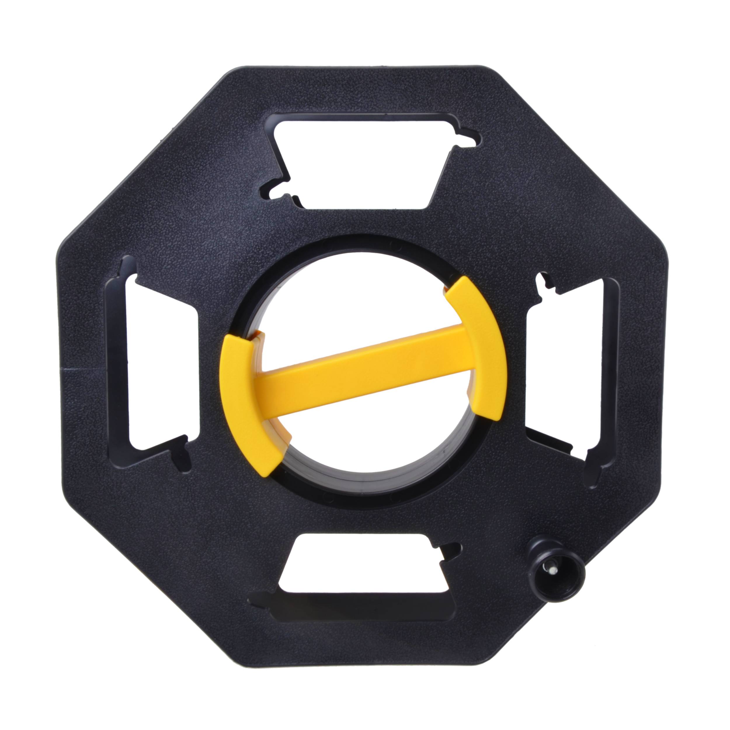 Ein schwarzes Oktogon-Werkzeug mit einem gelben verstellbaren Zentralmechanismus, das für Präzisionsausrichtungsaufgaben in verschiedenen technischen Anwendungen verwendet wird.