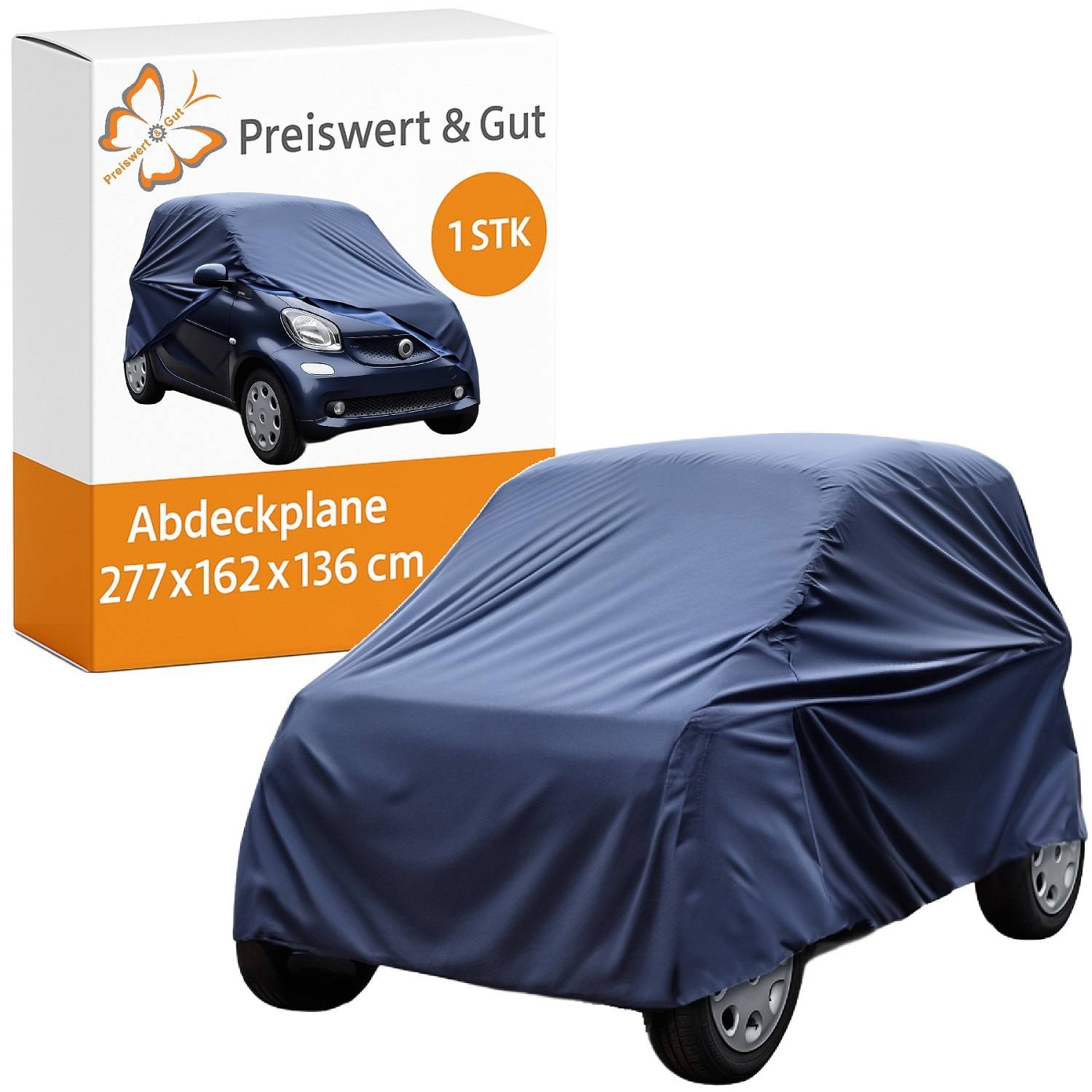 Autoabdeckung Winter für Kleinwagen und kompatibel für Smart ForTwo – Abdeckplane 277x162x136cm Frostschutz- und Windschutzscheibenabdeckung mit