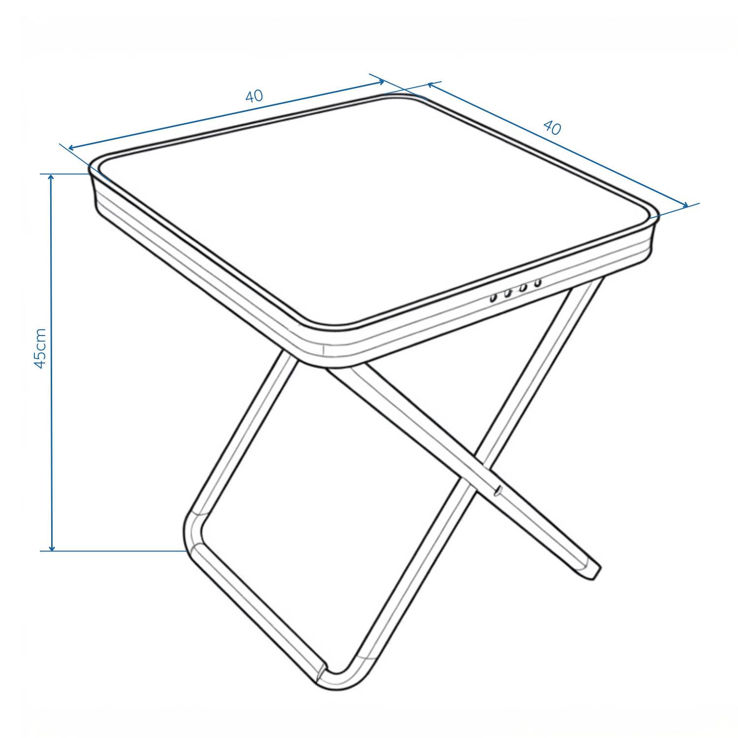 Faltbarer Campinghocker 2er Set Alu Klapphocker mit Tischplatte schwarz MDF 100