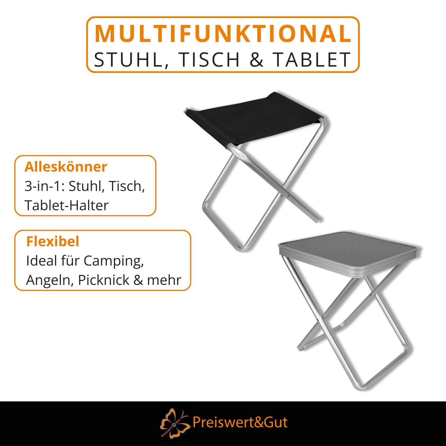 Multifunktionaler Stuhl, Tisch & Tablett