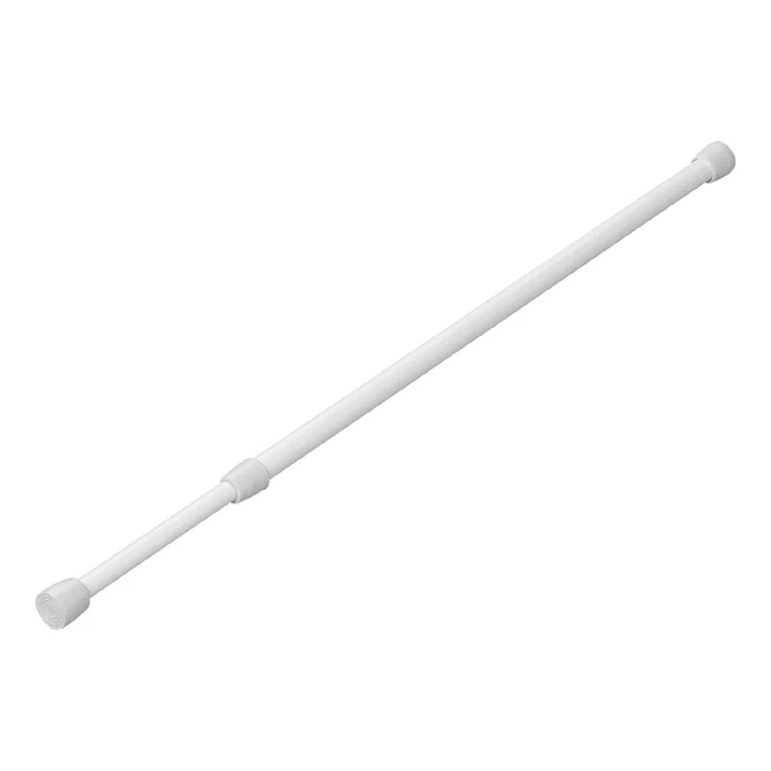 Ein weißer Spannstange zum Aufhängen von Vorhängen oder Kleidung.