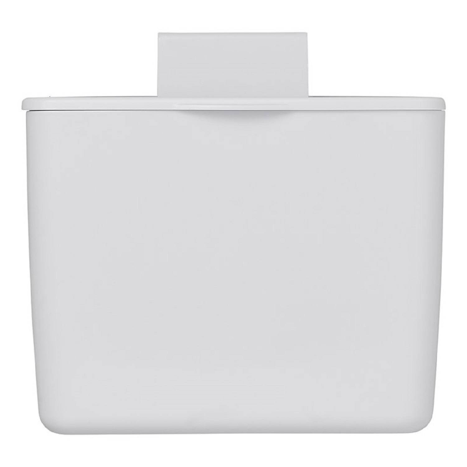 Ein rechteckiger grauer Wandmülleimer mit flachem Deckel und minimalistischem Design.