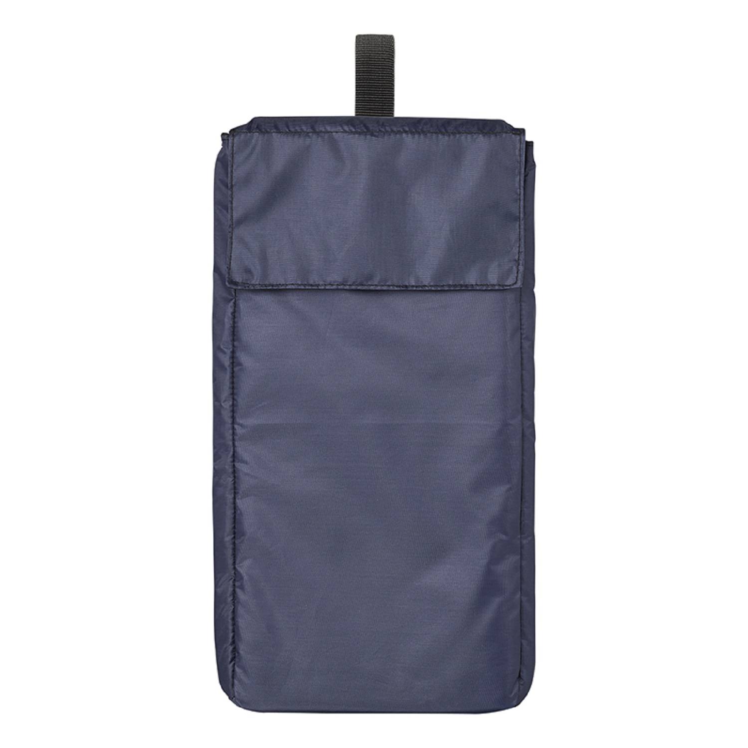 Marineblauer, erweiterbarer Rucksack mit Tragegriff oben, Klappensverschluss und seitlichen Reißverschlüssen, konzipiert für Reisen oder den alltäglichen Gebrauch.